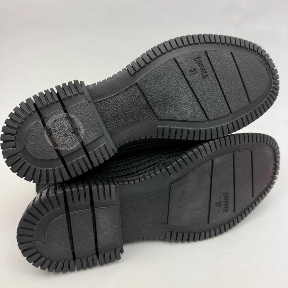 Camper Pix Ribbed Tencel Lyocell Ankle Boots Black
